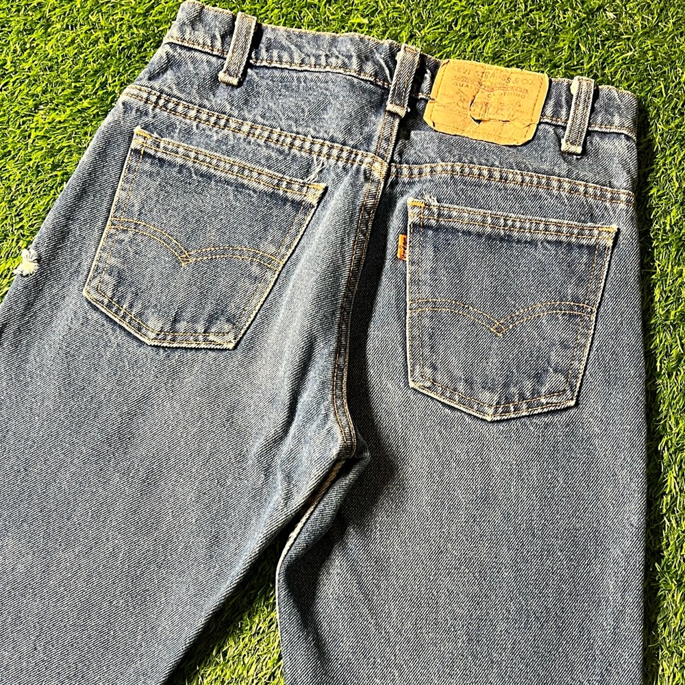 Vintage 80s Levis 40509-0215 Orange Tab Blue Denim Jeans